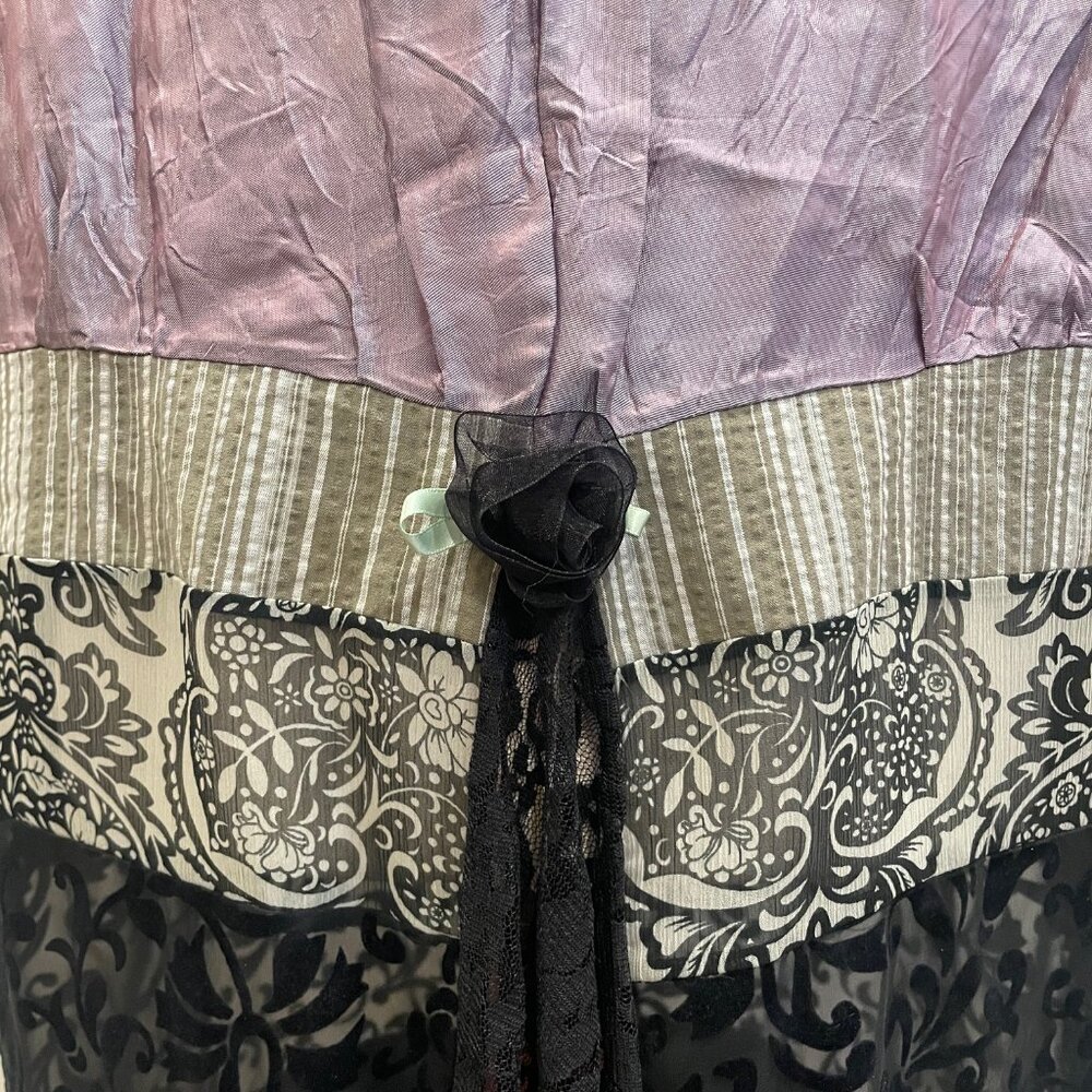 Lee Andersen Art to Wear Mixed Media Velvet Burnout Lace Trim Kimono Style Cardi - Picture 13 of 14